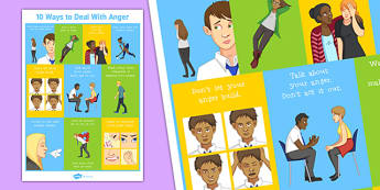 10 Ways to Deal With Anger Poster - deal, anger, poster, display