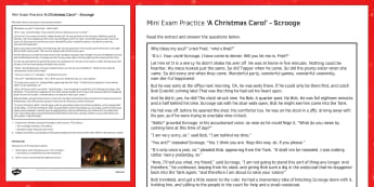 Mini Exam Practice A Christmas Carol: Scrooge - mini, exam, practice, a christmas carol