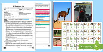 EYFS Reciting Numbers Animal Surprise Adult Input Plan - Mathematics, number, count, counting, recite, animals, animal sounds, animal movements.