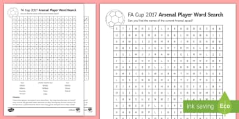 FA Cup Arsenal Team Word Search Activity Sheet - FA Cup Final 27/05/17, football, arsenal, worksheet, activity sheet