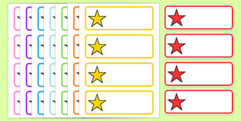 Editable Multicoloured Stars Drawer, Peg, Name Labels - Editable Label Templates, star, stars, Resource Labels, Name Labels, Editable Labels, Drawer Labels, Coat Peg Labels, Peg Label, KS1 Labels, Foundation Labels, Foundation Stage Labels, Teaching 