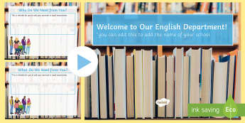 English Department Open Evening Editable PowerPoint - English department, open evening, parents evening, English presentation, English assembly