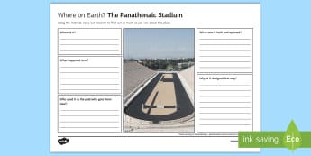 Where on Earth? Panathenaic Stadium Activity Sheet - Secondary - Geography - Tourism impacts positive negative travel, worksheet