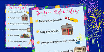 Bonfire Night Poster - Bonfire safety, Fireworks Night safety, fire safety, Display Words, display, Guy, Autumn, A4, display, firework, bang, crackle, woosh, rocket, sparkler, catherine wheel, screech, whirl, fire, bonfire, leaves