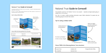 National Trust in Cornwall Activity Sheet - Geography Club, geography, national trust, holiday, tourism, extension, homework.