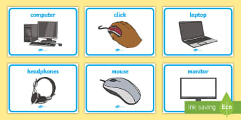 ICT Area Display Word Posters - Computer Area,  ICT, Computer, printer, mouse, keyboard, click, CD, Internet