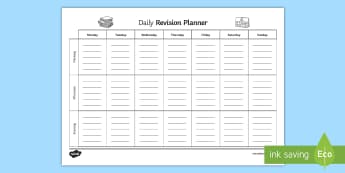 Daily Revision Planner - Secondary - 15 Minute Revision Activities, revision, planner, daily, day to day, exam, ks4