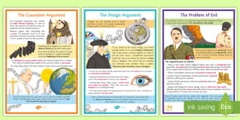 Existence of God A2 Display Posters - Design, Causation, Problem of evil, God, Theism, Atheism