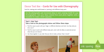 Choreographing with Gestures Activity Sheet - dance, choreography, motif, dance composition, contemporary dance, gestures, worksheet