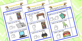 Preposition Treasure Hunt - positions, SEN, SEN games, treasure, prepositions