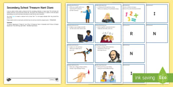 Secondary Transition Treasure Hunt Challenge Cards - Secondary Transition Resources, secondary, induction, taster, new pupils, transition, treasure hunt,