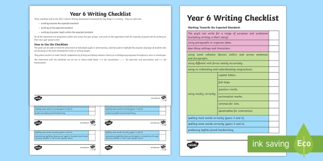 Year 6 Writing Checklist - KS2, year 6, writing, assessment