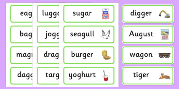 Medial g Word Cards - speech sounds, phonology, articulation