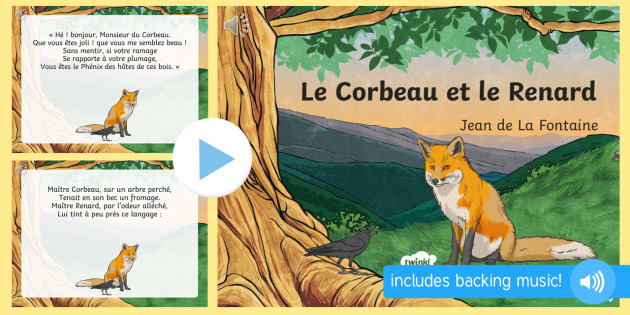 Le Corbeau et le Renard PowerPoint - KS2, French, Fables