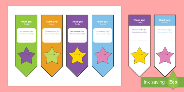 Editable Bookmarks English/German - Editable Thank You bookmark