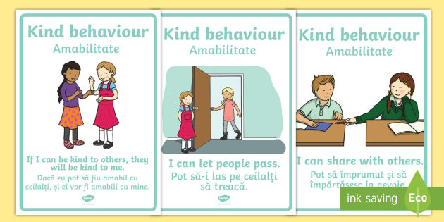 Kind Behaviour Display Posters English/Romanian - Kind Behaviour