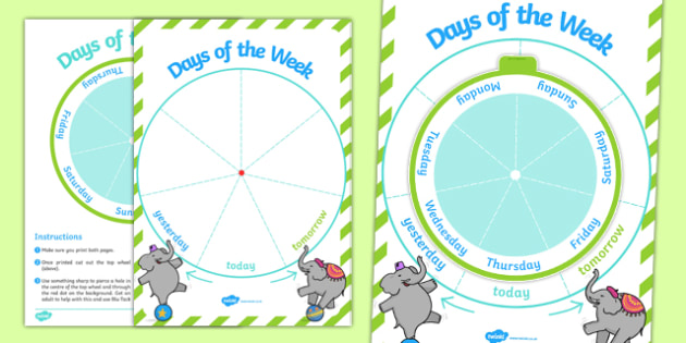 Days Of The Week Sequencing Spin Wheel Days Week Spin Wheel