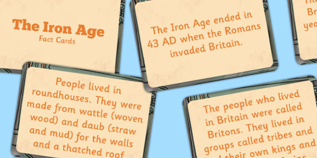 Amazing Iron Age Display Fact Cards - iron age, facts