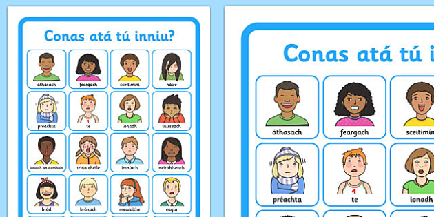 How Do You Feel Today? Emotions Chart Gaeilge - roi, republic