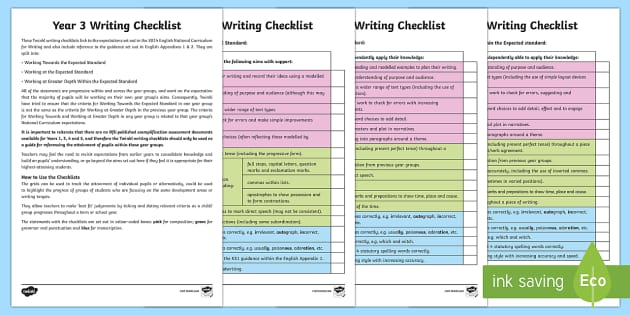 Year 3 Writing Checklist - KS2, year 3, writing, assessment