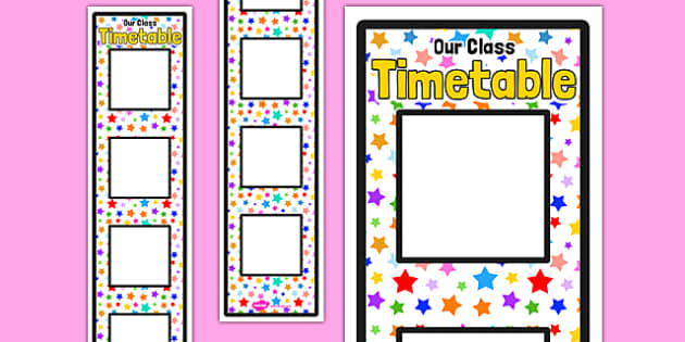 Multicoloured Stars Themed Vertical Visual Timetable Display