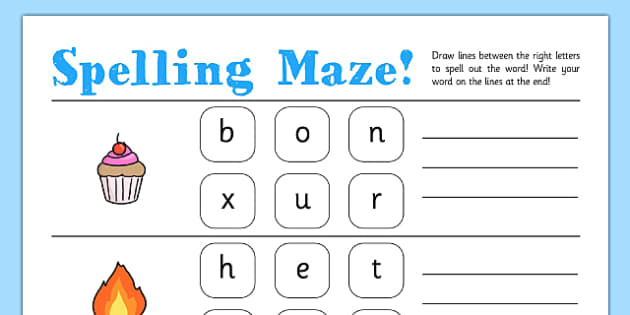 CVC Spelling Maze Worksheets - maze, spelling, worksheets, cvc