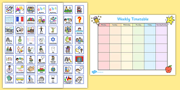 Weekly Planner with Cards Visual Timetable - visual aid, early