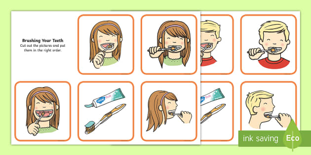 Brushing Your Teeth Sequencing Cards - brush, brushing teeth