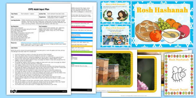 Rosh Hashanah Honey Bee Cards EYFS Adult Input Plan and Resource
