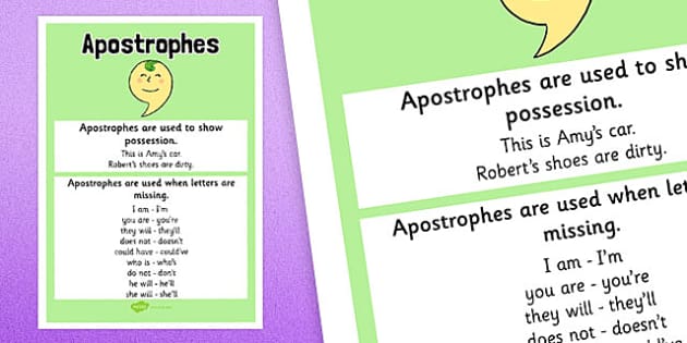 Apostrophes Punctuation Poster - apostrophes, punctuation