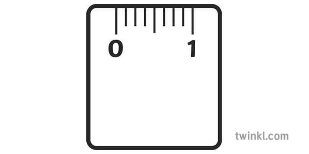 1 Inch Ruler Object Maths Mathematics Measurement Usa Ks1 Black And White