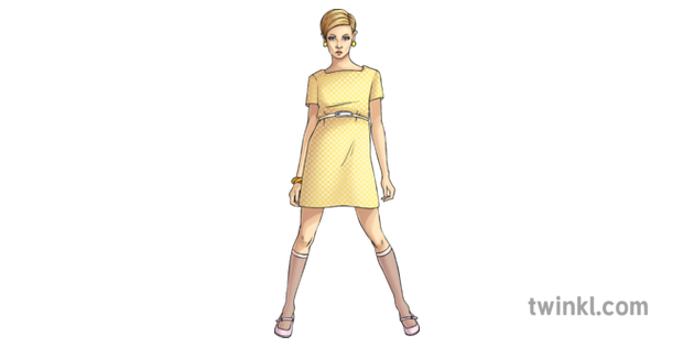 60s Fashion Twiggy 2 Illustration , Twinkl