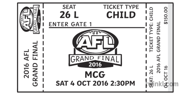 Afl Grand Final Ticket Black And White 2 Illustration Twinkl