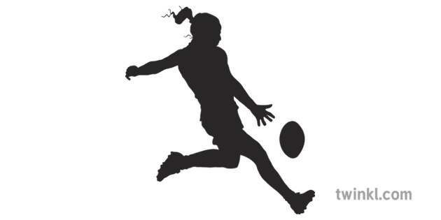 AFLW Player Silhouette Kicking Ball Sports Australia Woman KS2 Black and