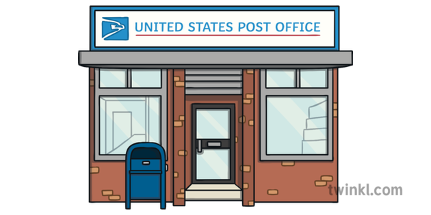 American Post Office Building Post Office Word Cards Ks1 Illustration