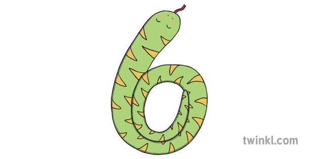 Animal Number Shape Snake 6 Six KS1 EYFS Illustration - Twinkl