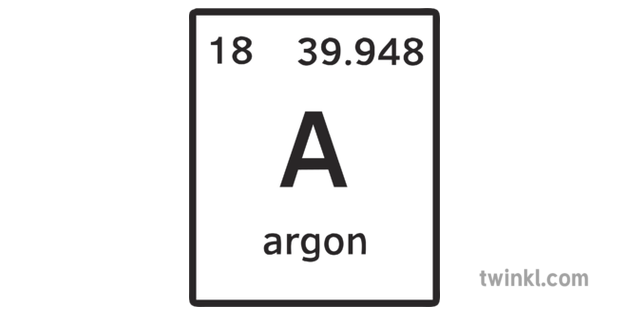 Argon Element Symbol Black Und Weiss Illustration Twinkl