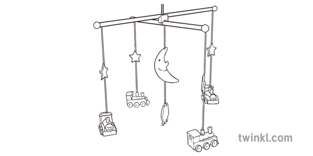 Baby Mobile Black And White Illustration Twinkl