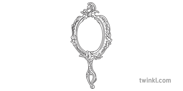 Beauty And The Beast Mirror Ks1 Handmirror Accessory Ornate Black And White