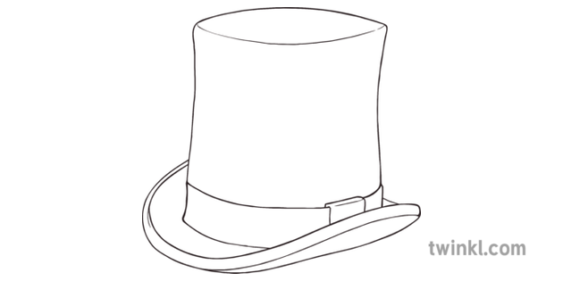 Black Top Hat Black And White Illustration Twinkl