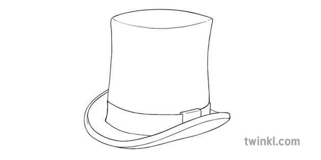Blue Top Hat Black And White Illustration Twinkl