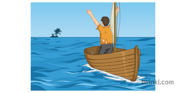 船員看到地平線上的島嶼英語ks3 Illustration Twinkl