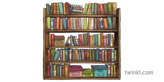 Bookshelf With Books 1 Illustration Twinkl