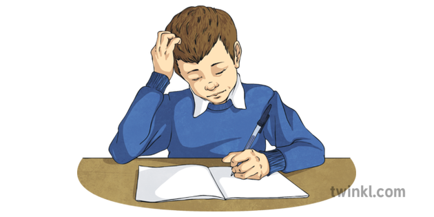 Boy Doing Homework Cartoon