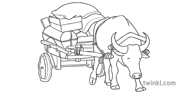 Horse race cart cow cartoon