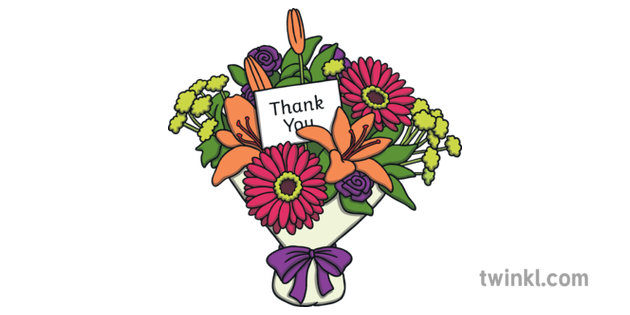 Bunch Of Flowers With Thankyou Card Bouquet Floral Greetings Thanks Ks1