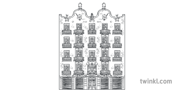 Casa Calvet Outline Gaudi Building Architecture Barcelona Art Design Ks2