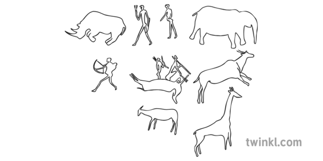 Cave Painting Outlines Illustration Twinkl