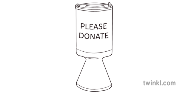 Charity Donation Box Ks3 Black And White Illustration Twinkl