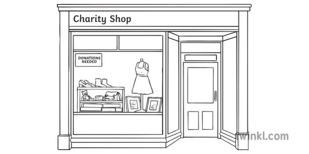 Charity Shop Building Town Store Fundraising Donation Window Ks2 Black And